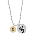 thumbnail image 1 of Delight Jewelry Goldtone Disc 1/2'' Initial - e - Silvertone Script Initial Disc - Y - Charm Necklace, 20"+3", 1 of 4