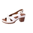 thumbnail image 2 of IEMIEMIEM Chunky Heeled Sandals for Womens Bohemian Cutout Open Toe Slip On Summer Sandals Ankle Strap Sandals Party Dress Sandals White 8.5 Wide, 2 of 6