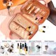 thumbnail image 3 of Estuche de viaje para maquillaje, estuche rígido para organizar cosméticos, pequeño, portátil, para tren de maquillaje, equipaje de mano con correa elástica, mini maleta de ABS, 3 of 5