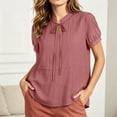 thumbnail image 2 of DeHolifer Women's Summer Tops V-Neck Solid Color Casual Lightweight Short Sleeve Tee T-Shirts Pink XL, 2 of 8