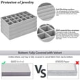 thumbnail image 2 of BUZIFU Jewellery Organiser Tray Stackable Velvet Jewelry Trays Organizer Jewelry Storage Tray for Drawer Jewelry Divider Showcase Display Box Earring Necklace Bracelet Ring Organizer, Set of 4 (Grey), 2 of 8