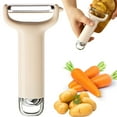 thumbnail image 2 of 1 Pcs Vegetable Peeler,Plastic Potato Peeler,Veggie Peeler For Potato Carrot Orange Fruit,Kitchen Peeling Tool,Peeler With Ergonomic Handle And Single Edge Blade,Fruit Peeler For Kitchen,Beige, 2 of 6