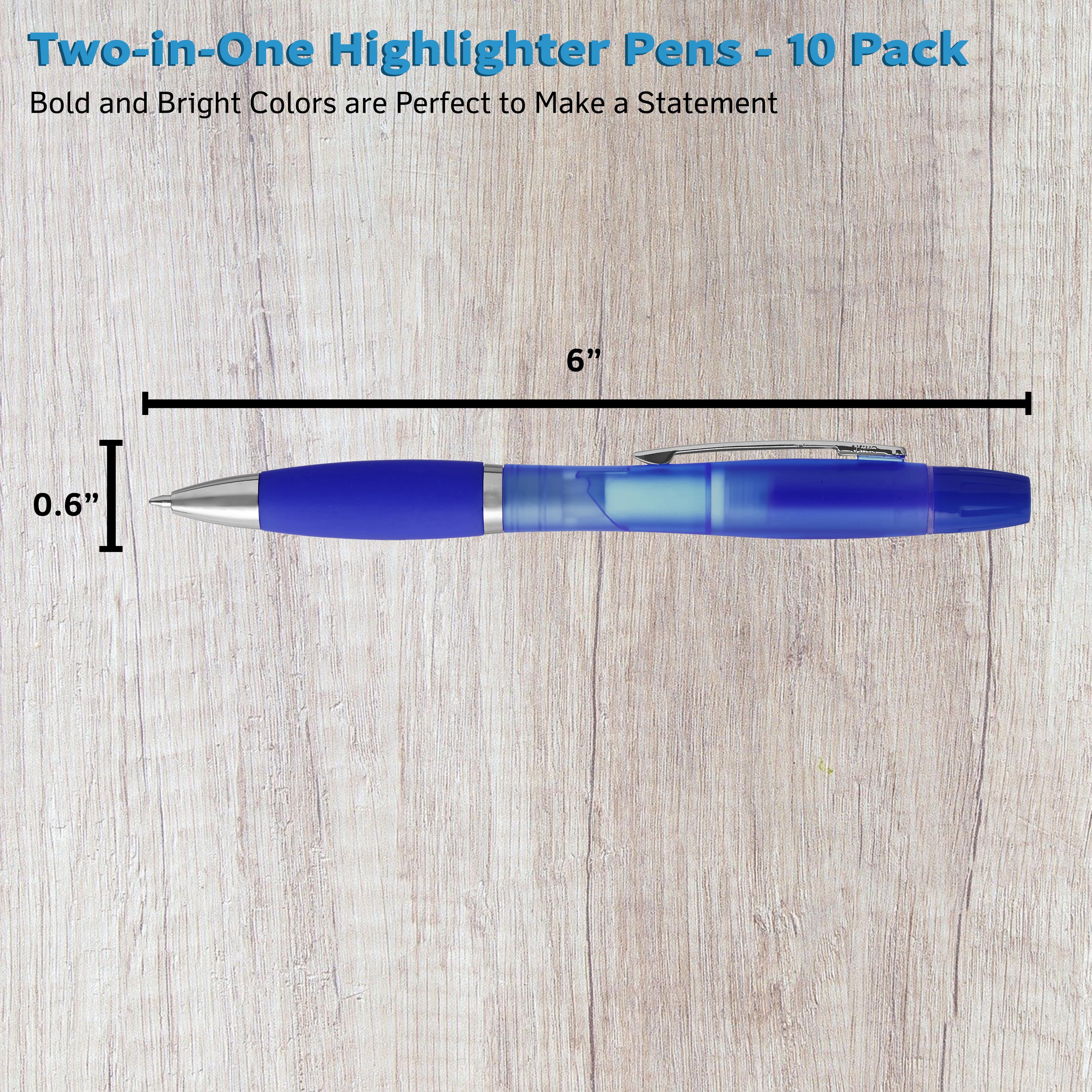 Two in one Highlighter Pens - 10 pack - Plastic Pens - Blue