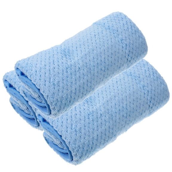 SEWCHICS 3Pcs Absorbent Coral Fleece Washcloths Sky Blue Face Towels for Cleansing and Skin Pore Care