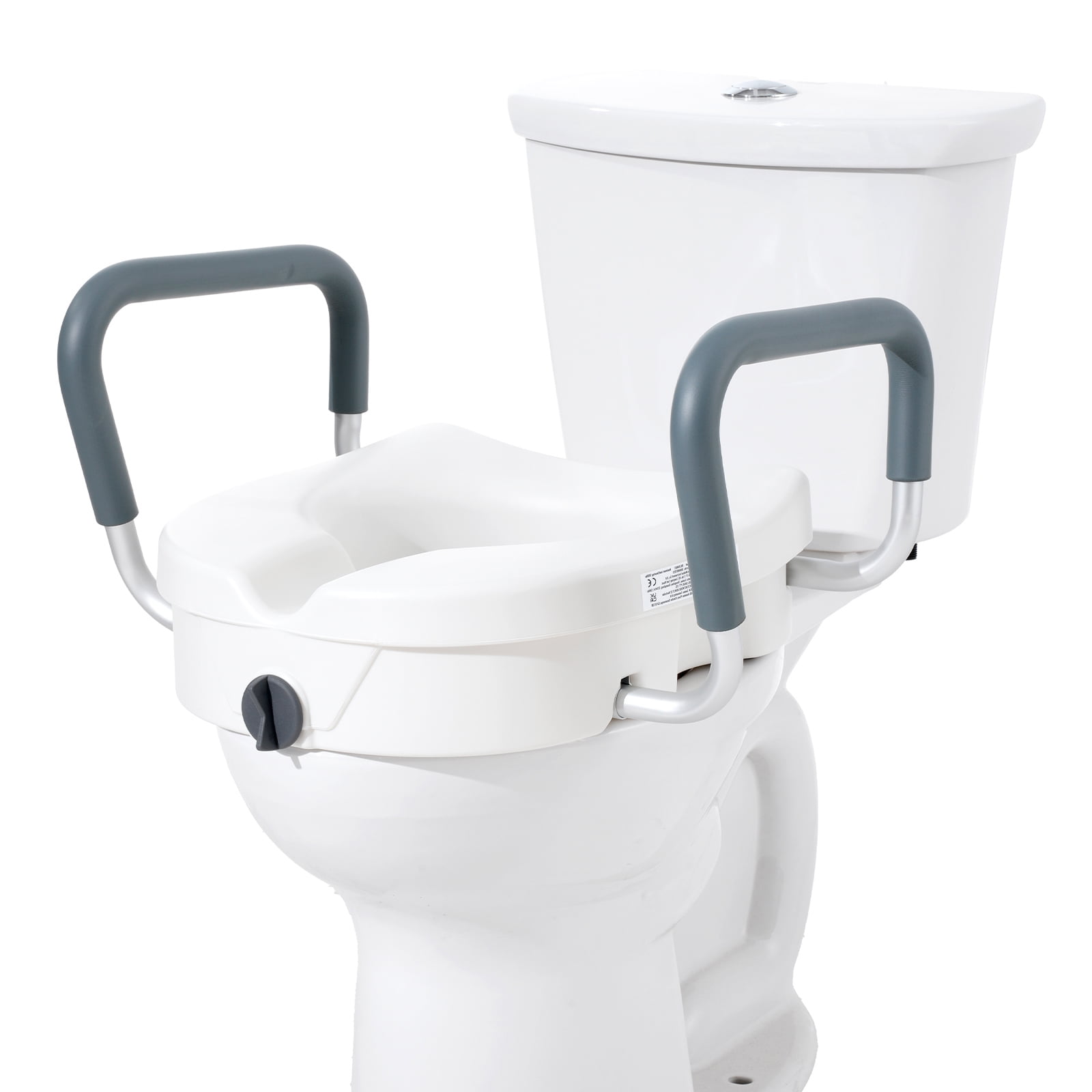 KFFKFF Raised Toilet Seat, 5" Rise, Supports up to 350 lbs, Fits Both Round & Elongated Toilets, Secure Twist Lock, 19.1"-21.7" Width Adjust, Ideal for Seniors, Disabled, Post-Op, Pregnancy