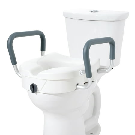 KFFKFF Raised Toilet Seat, 5" Elevation, Supports up to 350 lbs, Suitable for Round and Elongated Toilets, Secure Twist Lock Installation, Width Adjustable from 19.1" to 21.7", Ideal for Seniors