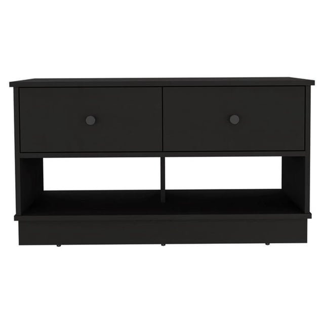 TUHOME Hamilton Storage Bench Engineered Wood Entryway Benches in Black