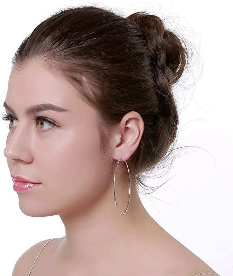 CLEARANCE 70mm 14K Yellow Gold Silver Big Large Hoop Earrings For