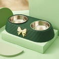 thumbnail image 2 of Double Dog Bowls for Small Dogs and Cats - Removable Stainless Steel Non- Pet Food and Water Bowls with Bowknot Design, 2 of 4