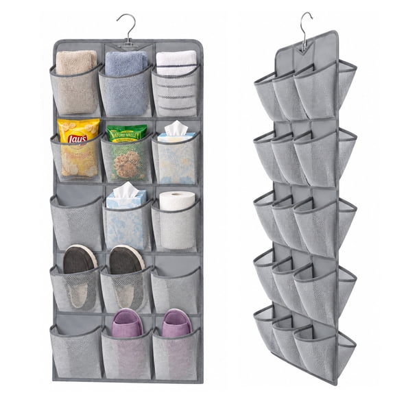 TSV 30-Pocket Over the Door Shoe Organizer, Double-Side Hanging Shoe Organizer for Closet, Breathable Mesh Pockets Storage Holder with Rotating Hanger