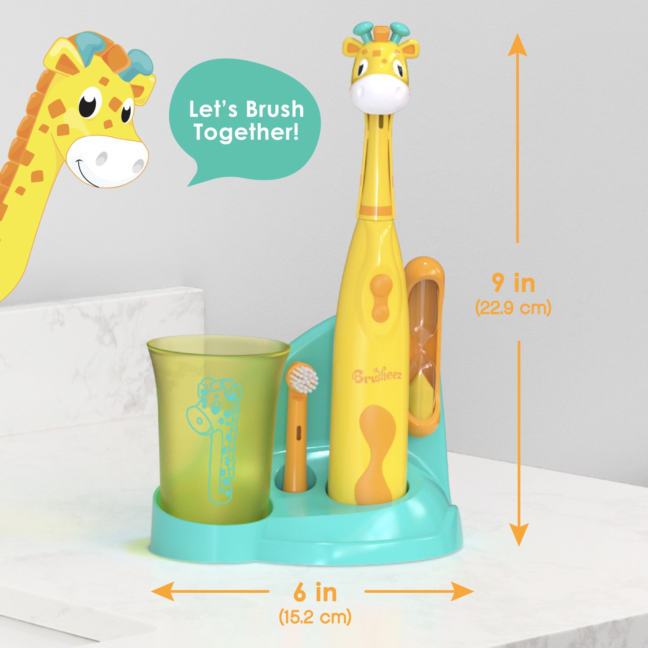 Brusheez Toddler Electric Toothbrush Set - Battery Operated - Giraffe