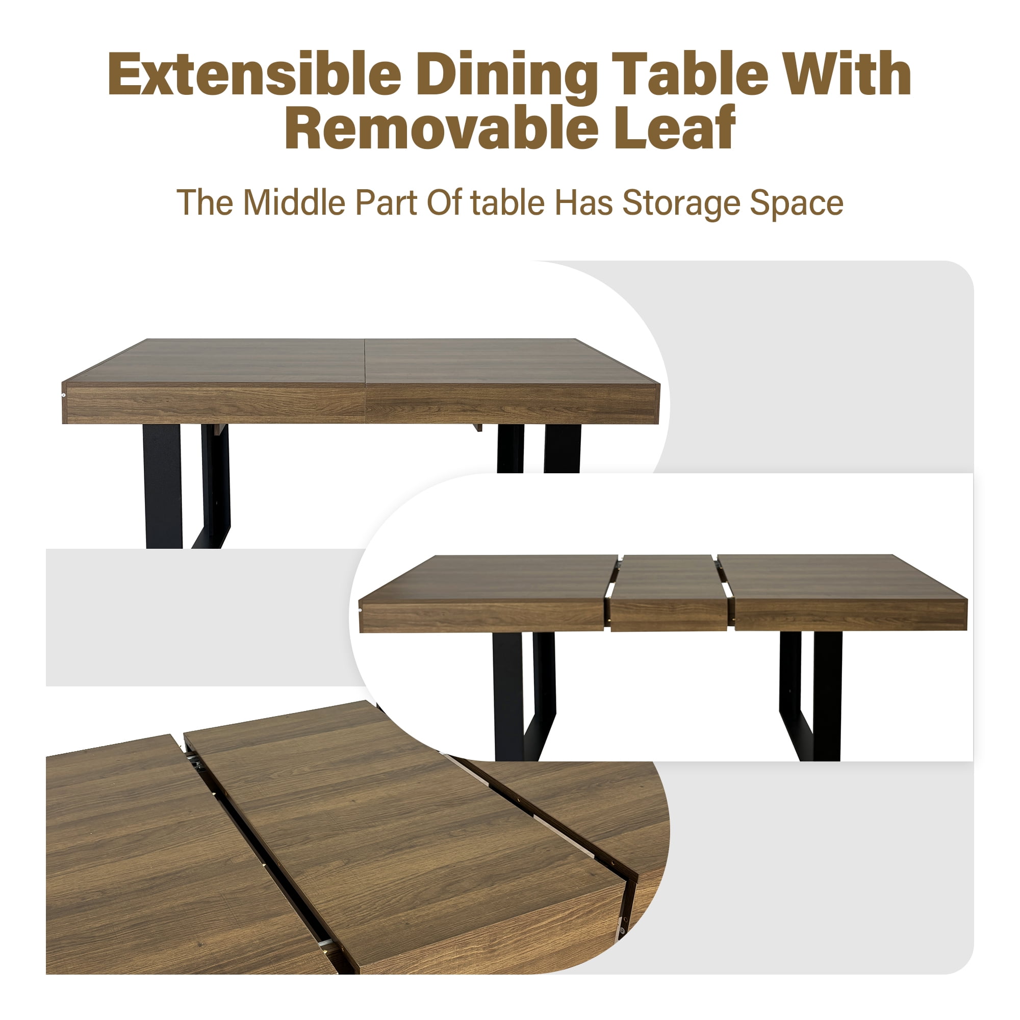 Aukfa Extendable Dining Room Table for 6-10, Farmhouse Large Rectangular Kitchen Table,White Oak