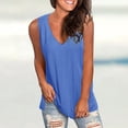 thumbnail image 2 of HUITKMM Womens V Neck Tank Tops Hi Low Hem Sleeveless Solid Color Casual Tee Size L, 2 of 5