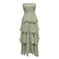 thumbnail image 3 of Women's Strapless Ruffle Tiered Maxi Dress Summer Elegant Bodycon Backless Flowy Gown Formal Evening Dress Casual Summer Dress Women Dressy Fall Dresses for Women Dresses for Women for Work Split, 3 of 5