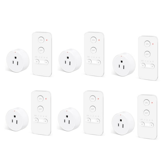 NineLeaf Remote Control Outlet, Wireless Remote Control Electrical Outlet Switch with Countdown Function For Lights, Fans, Christmas Lights, Small Appliance, 15A/1500W, Up to 500ft Range, 6Set