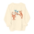 thumbnail image 2 of Sweatshirts Trendy Graphic Novelty Red Lobster Print Sweatshir Cotton Crew Shirt for Women Men Fashion Hoodies & Sweatshirts (Beige,Large), 2 of 4
