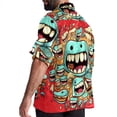 thumbnail image 3 of Tiny teeth Men's Hawaiian Short Sleeve Printed Button Down Poplin Casual Summer Beach Shirt, Unisex, 3 of 6