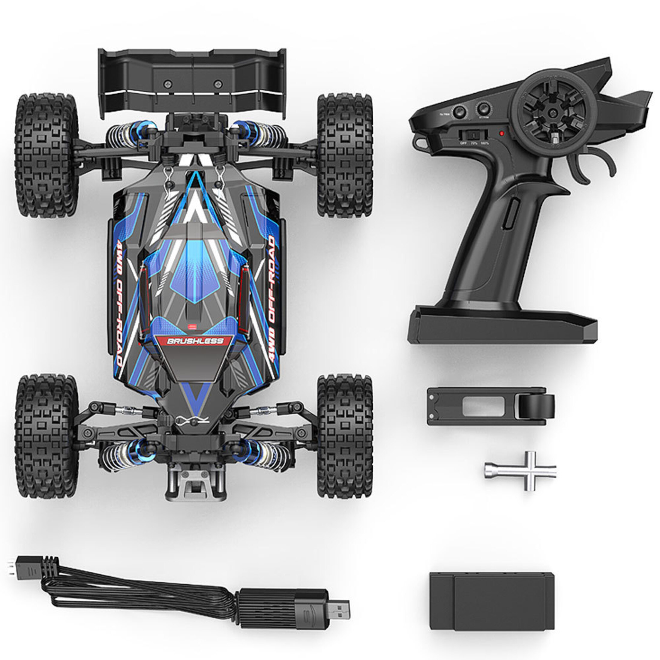 RC Car Funtogether Toys, 1:16 Scale 4WD Off-Road Buggy, Brushless 3S Motor, High-Speed Remote Control Truck for Teens & Adults