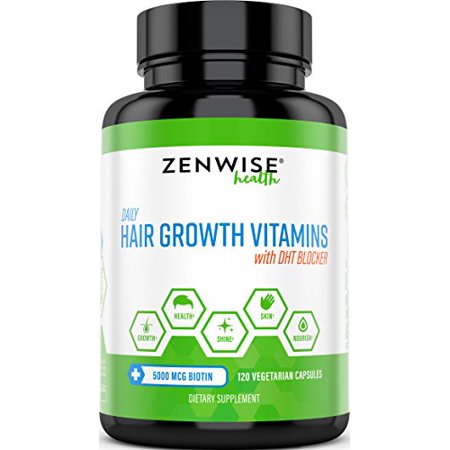 Hair Growth Vitamins Supplement - 5000 mcg Biotin & DHT Blocker Hair Loss Treatment for Men & Women - 2 Month Supply - Vitamin A & E to Stimulate Faster Regrowth + Care for Damaged Hair - 120 Pills