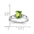 thumbnail image 2 of Auriga 14k White Gold 7x5mm Emerald-cut Peridot AA Diamond Ring for Women Size-6, 2 of 4