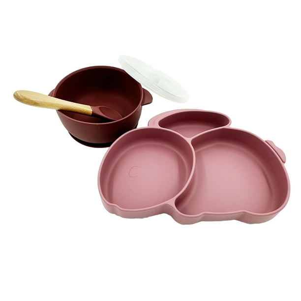 Vajilla para Bebé con Plato Hondo y Tapa, Plato con Divisiones y Cubiertos