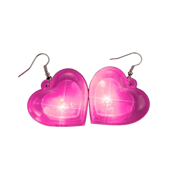 Fashion Dangle Earrings Heart LED Lights Pendant Earrings Unique Light Up Heart Drop Earring Valentines Party Jewelry