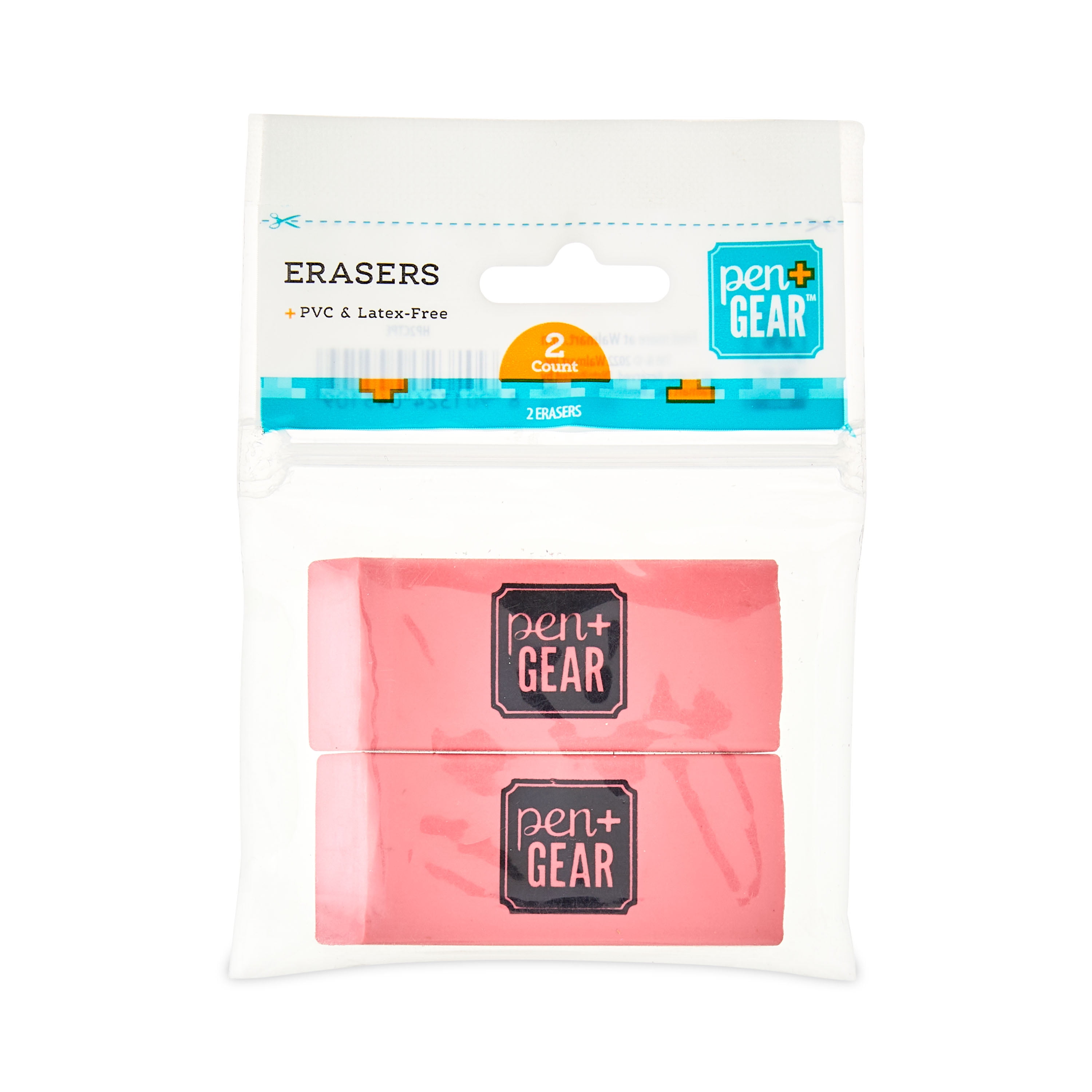 Pink + Gear Erasers, 2 Count