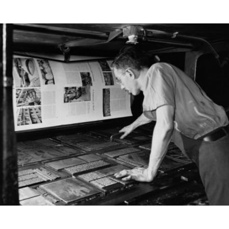 Side profile of a male worker in a printing press Stretched Canvas -  (24 x (Best Color Profile For Printing)
