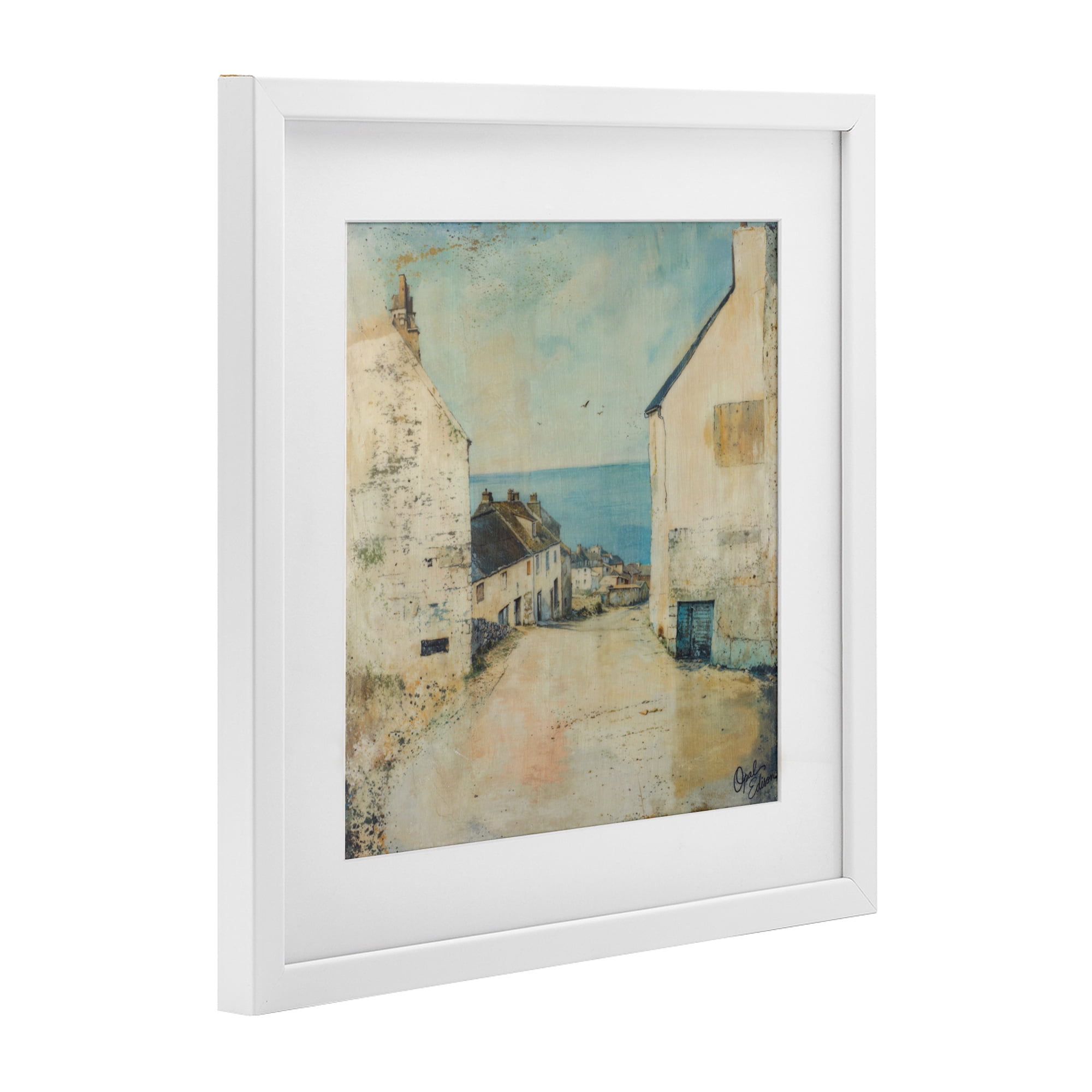 Stupell Industries Coastal Town Walk White Framed Print Under Glass, design by Opal Edison