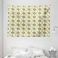 thumbnail image 1 of Grey and Yellow Tapestry, Geometric Retro 60s 70s Home Inspired Rounds Squares Image, Wall Hanging for Bedroom Living Room Dorm Decor, 80W X 60L Inches, Charcoal Grey and Marigold, by Ambesonne, 1 of 2