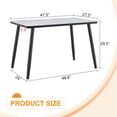 thumbnail image 2 of Hi loPres 47" Tempered Glass & MDF Composite Tabletop Dining Table, Modern White Faux Marble Kitchen Table with Black Metal Legs for Small Spaces and Apartments, 2 of 8