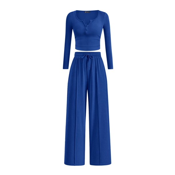 Conjunto Coordinado PRETTYGARDEN 2 Piezas para Lounge Azul Talla L