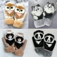 thumbnail image 6 of GENEMA Women Men Winter Knit Gloves Cute 3D Fluffy Cartoon Animal Decor Thickened Plush Lining Windproof Thermal Warm Mittens, 6 of 17