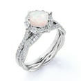 thumbnail image 4 of JeenMata Anillo Nupcial Vintage de 1,75 Uds con Ópalo de Fuego de Talla Princesa y Moissanita Engastado en Oro Blanco de 18 K sobre Plata, 4 of 6