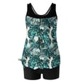 thumbnail image 3 of Tankini Bathing Suits for Women Two Piece Swimwear with Shorts Slimming Summer Beach Vacation Popular Modest Swimsuits Blue Swimsuits,Size S-2XL, 3 of 9
