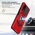 thumbnail image 5 of Compatible for Jitterbug Smart4 Case w/Tempered Glass Screen Protector [Military Grade] Ring Car Mount Kickstand Shockproof Hard Phone Case - Red, 5 of 7