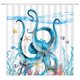 thumbnail image 1 of Cortina de ducha de pulpo azul, divertido Tropical, tentáculos de Kraken, tortuga marina, caballito de mar, estrella de mar, Animal marino, cortina de baño con ganchos, 1 of 5