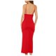 thumbnail image 5 of Puntoco Vestidos Mujer Verano Moda Mujer Color Sólido Abertura Lateral Tejido Elástico V-Cuello Tirante Vestido, 5 of 6