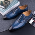 thumbnail image 4 of Dress Shoes for Men‘s Leather Casual Social Oxfords Model Classic Office Soulier Homme Printing Handmade Height Increasing ABS01 Blue 8, 4 of 4