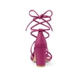 thumbnail image 2 of BLISSFUL STEP Women's Shoes Open Toe Lace Up Block Heel Strappy Heels Hot Pink 10, 2 of 7