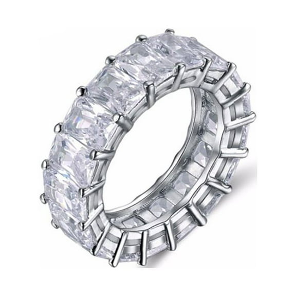 Ophelia Eternity Wedding Band Ring Clear Emerald Cz Womens Ginger Lyne Collection