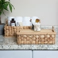 thumbnail image 3 of Household Essentials Household Essentials Stackable Hyacinth Baskets with Oak Lids, Natural Set of 2, 3 of 8