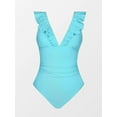thumbnail image 3 of Maillot de Bain une Pièce pour Femme à Volants, Lacé, Tenue de Plage, Contrôle du Ventre, Costume de Bain, 3 of 4
