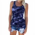 thumbnail image 5 of Veste Sans Manches Camouflage Chemise Col Rond Débardeur Femme Fille Été Veste Ronde Été Haut, Bleu Foncé, S, 5 of 5