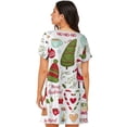 thumbnail image 6 of Lafuoo Snowflakes Santa Claus Pattern Women's Short-sleeved Nightdress, Knee-length Pullover Nightgown, Summer Home Wear-XX-Large, 6 of 8