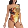 thumbnail image 3 of Gukieu Red And White Flame Fox Print One-shoulder Ruffled One-piece Swimsuit with Removable Chest Pads and Tummy-control Swimsuit for Women-X-Large, 3 of 6