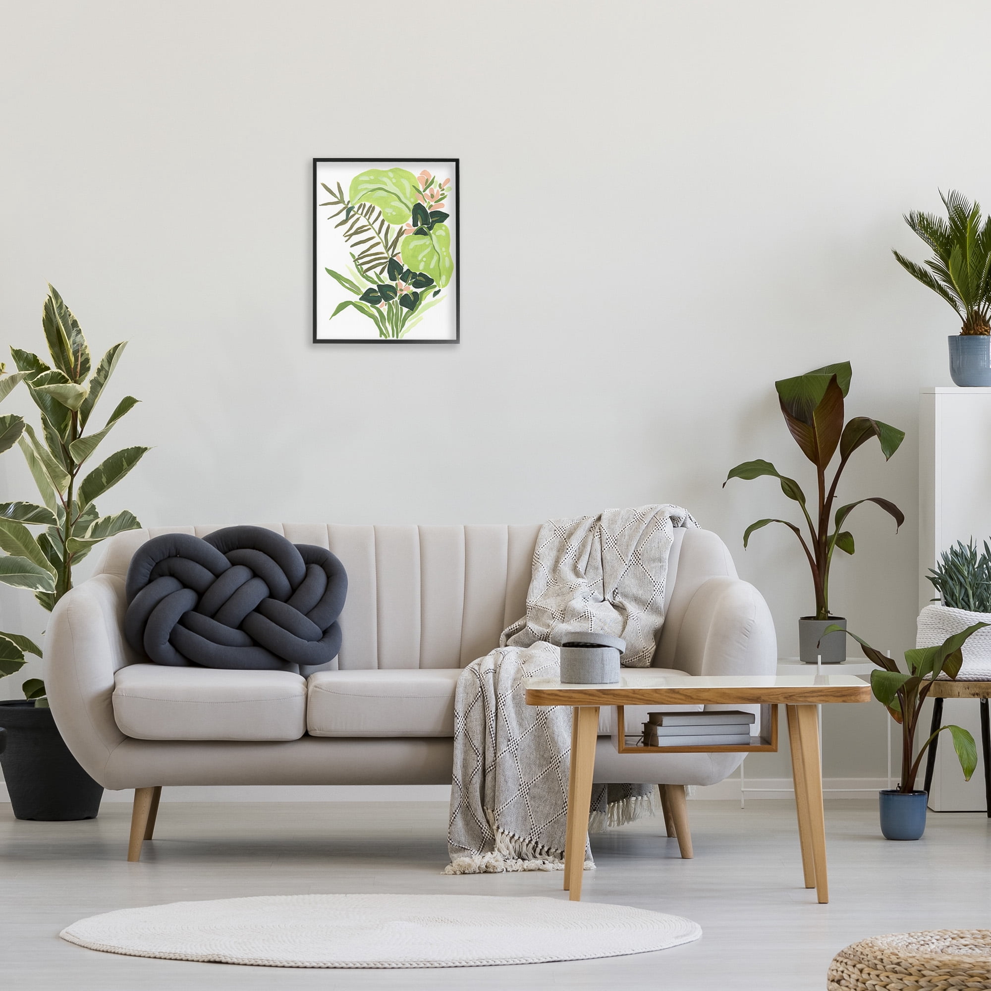 Stupell Industries Modern Jungle Leaves Botanical & Floral Painting Black Framed Art Print Wall Art, 16 x 20
