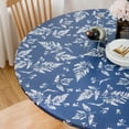 thumbnail image 3 of Round Vinyl Fitted Tablecloth with Flannel Backing Elastic Table Cloth Waterproof Oil-Proof Plastic Cover- Fits Tables up to 36" - 44" Diameter, 3 of 6