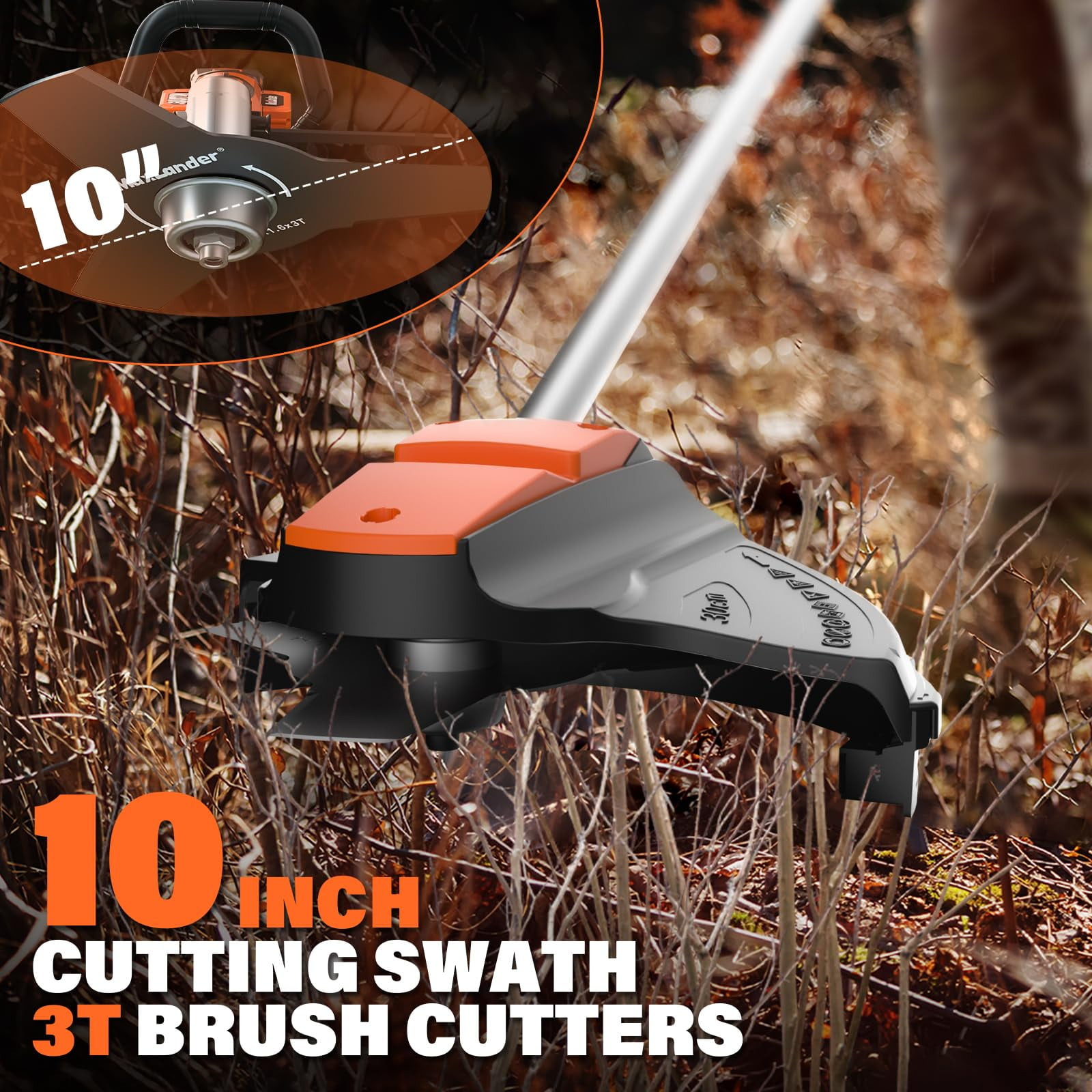 MAXLANDER 40V Cordless Weed Wacker, 4-in-1 Lawn Tool with Hedge Trimmer, 8-inch Pole Saw & Brush Cutter, 2×20V 4Ah Batteries & Charger Included