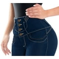 thumbnail image 5 of Butt Lifter Women Jeans High Rise 4 Button Waist Push Up Levanta Cola Pantalones Colombianos 513DB Dark Blue Size 3 USA / 8 COL, 5 of 7